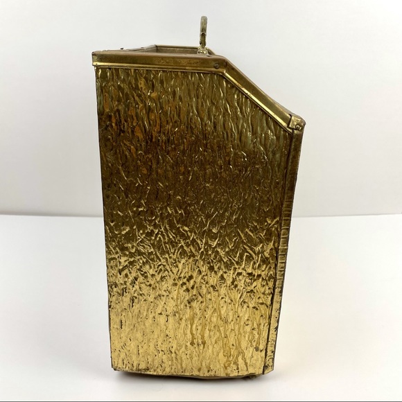 1960s Vintage Brass Magazine Rack With Wood Back - Picture 7 of 10